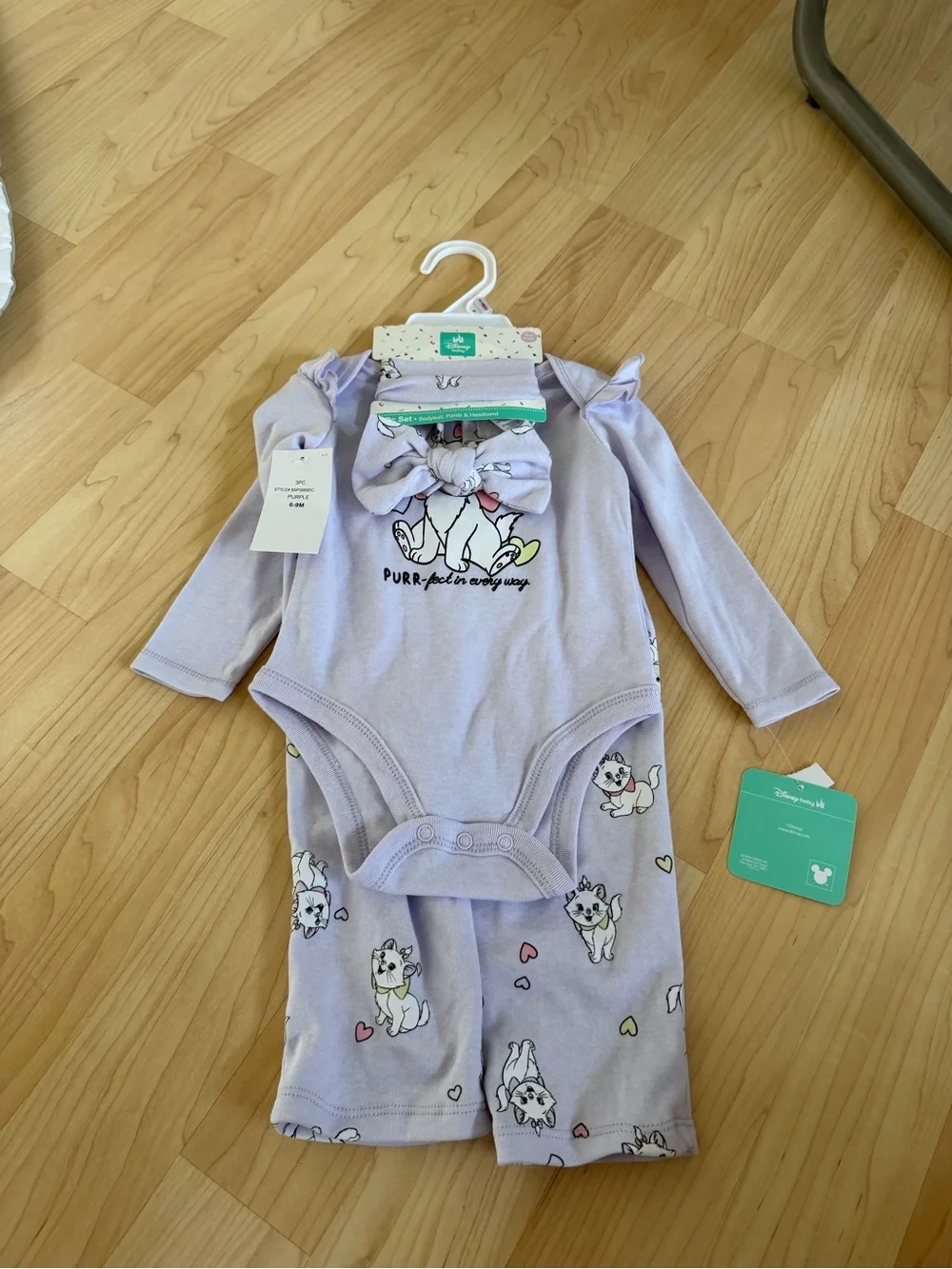 Disney Lilac Marie Cat Bodysuit Set with Headband and Pants